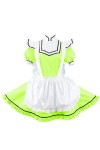 JQYTEN Sissy Shiny PVC Peter Pan Collar A-Line Dress Cosplay Exotic Maid Dress with Apron Wet Look Glossy Leather Mini Pleate