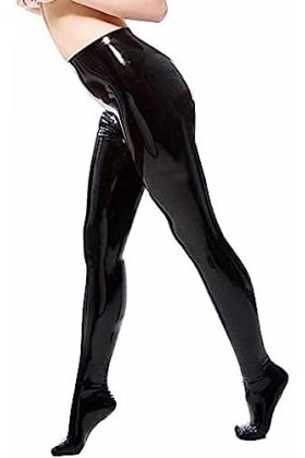 Leggings En Caoutchouc Noir Pour Femmes Pantalons En Latex Collants,Noir,X-Grand