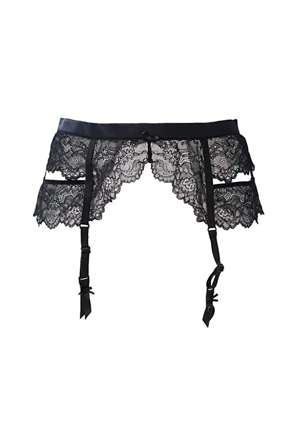 ZTTTD Jarretières en Dentelle Noire Satin Lady Sexy Garter Barter for Les Bas Clips métalliques sous-vêtements à Ceinture