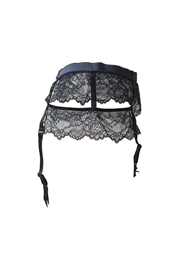 ZTTTD Jarretières en Dentelle Noire Satin Lady Sexy Garter Barter for Les Bas Clips métalliques sous-vêtements à Ceinture