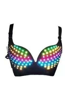 Earthradius Soutien-gorge lumineux à LED - Lingerie néon pour performance sur scène, boîte de nuit, spectacle de danse taill