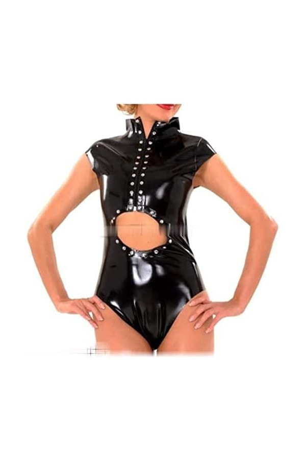 Maillot De Bain En Latex Avec Mancherons Et Fermeture Éclair Dans Le Dos En Caoutchouc Body Full Body Catsuit Transparent Bla