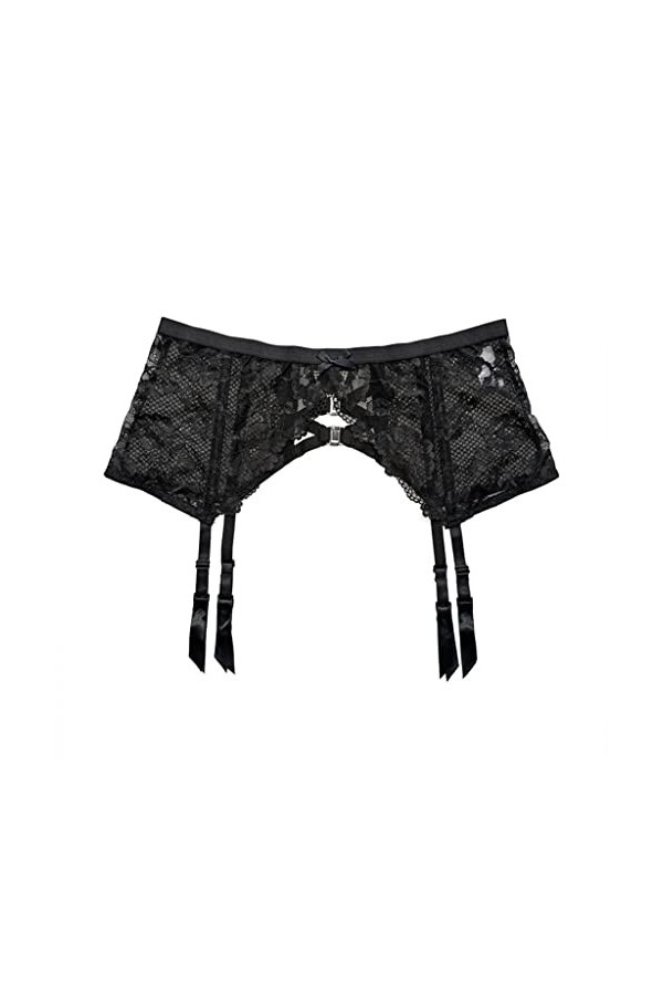 GJRFYJ Clip en métal en dentelle noire Bow large sangle dames sexy Garter Belt Gift Lingerie Pantyhose Color : Black, Size :