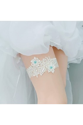JJZXD Garter Blanc Broiderie perle les jarretières sexy florales for les femmes/femmes/mariée bague Color : A, Size : 5pcs 
