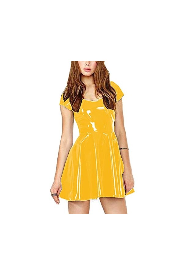 UUKR PLUS Taille Mini manches courtes Mini Fête de fête dété Festival danniversaire mignon sexy français Romantic PVC Robes