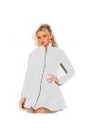 UUKR Manches longues A-Line Robe PVC Femmes Sexy Full Full Fermeture fermeture à glissière Vestine Glossy Stand Collier Clubw