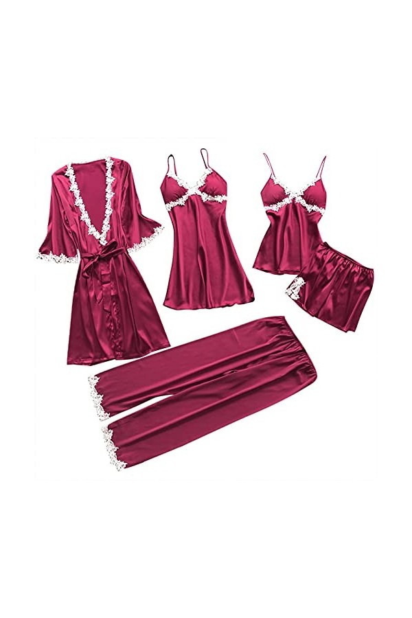 Ensemble de Lingerie Sexy pour Femme Ensemble de Pyjama Cadeau de Noël pour la Saint-Valentin avec Robe de Chambre Lingerie S