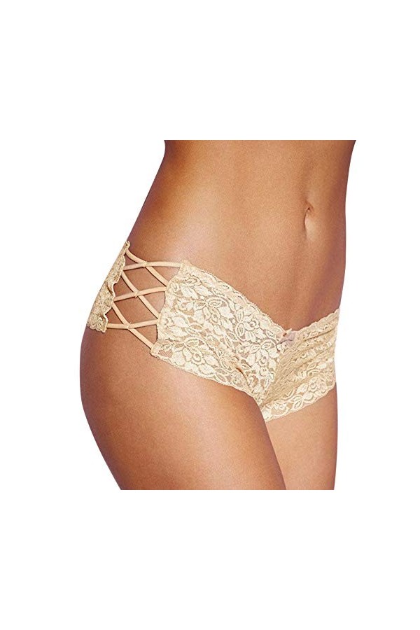 Viunychn Sous-vêtements sexy pour femme - Lingerie sexy en dentelle - Culotte transparente - String pour femme - Rouge - Culo