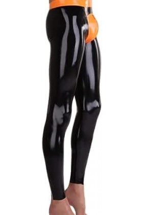 IDOBLO Pantalon en Latex Noir Sexy avec Jean en Caoutchouc Zippé Trou Dentrejambe À Personnaliser,Couleur Personnalisée,L