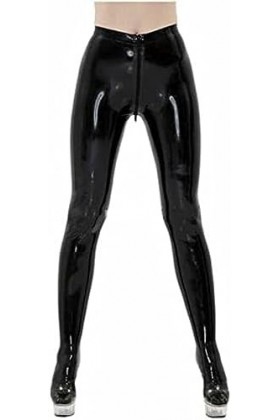IDOBLO Legging Latex Femme avec Chaussettes Noir Fermeture Éclair Avant Dames Entrejambe Zip,Personnaliser,4XL