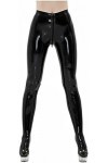 IDOBLO Legging Latex Femme avec Chaussettes Noir Fermeture Éclair Avant Dames Entrejambe Zip,Personnaliser,4XL
