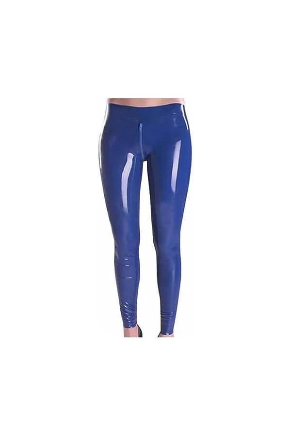 IDOBLO Pantalon en Caoutchouc pour Femme Pantalon en Latex Legging en Latex avec Fermeture Éclair À lentrejambe,Blanc,4XL