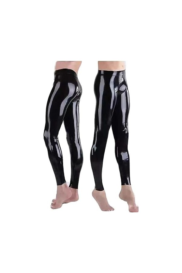 IDOBLO Costume De Pantalon Homme Fait Main En Latex Sexy pas De Fermeture Éclair ,Bleu Foncé,S