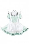 JQYTEN Sissy Shiny PVC Peter Pan Collar A-Line Dress Cosplay Exotic Maid Dress with Apron Wet Look Glossy Leather Mini Pleate