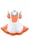 JQYTEN Sissy Shiny PVC Peter Pan Collar A-Line Dress Cosplay Exotic Maid Dress with Apron Wet Look Glossy Leather Mini Pleate