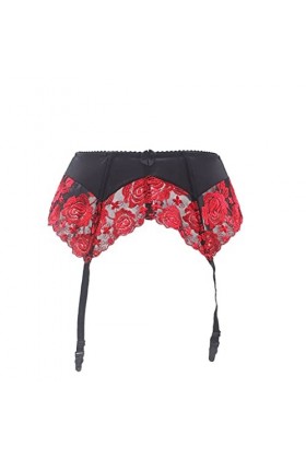 ZTTTD Garter de Taille Plus brodé Garter Belt Metal Boucle Sexy Les Bas de grenards Sexy Color : Rosso, Size : XL 