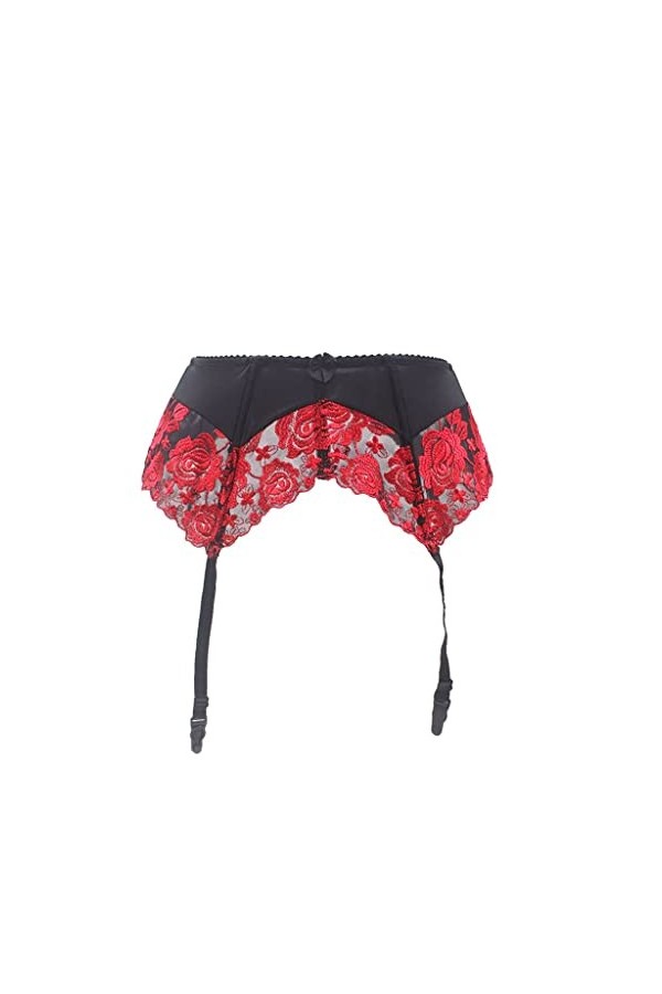 ZTTTD Garter de Taille Plus brodé Garter Belt Metal Boucle Sexy Les Bas de grenards Sexy Color : Rosso, Size : XL 
