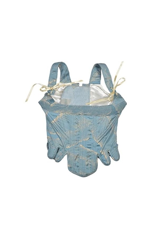 KING TREMELLA Sexy Underbust Corset avec Réglable Fleur Impression Décors Mascarade Parti Crop Top Minceur Wrap Top Cummerbun