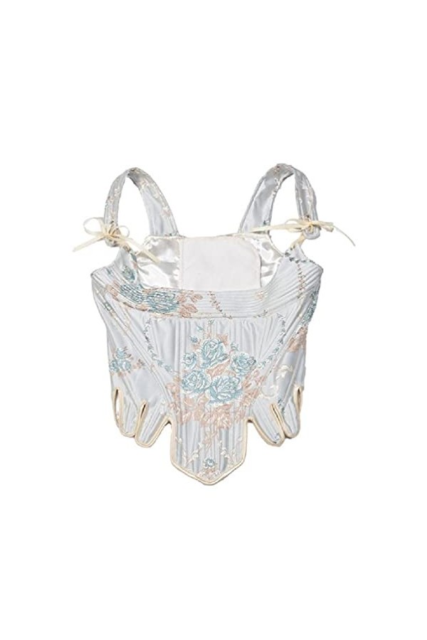 KING TREMELLA Sexy Underbust Corset avec Réglable Fleur Impression Décors Mascarade Parti Crop Top Minceur Wrap Top Cummerbun