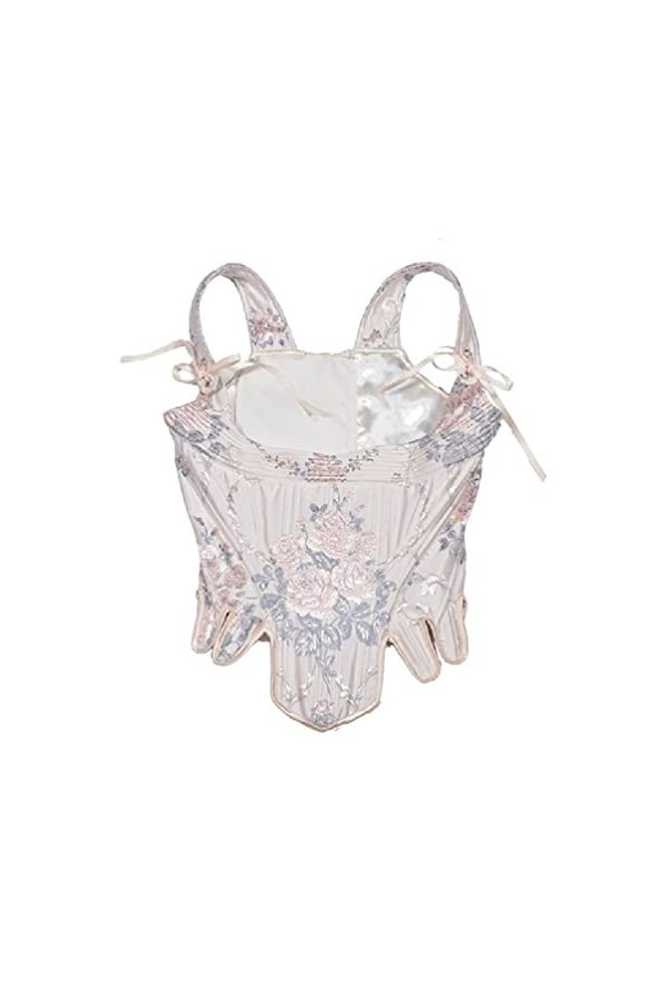 KING TREMELLA Sexy Underbust Corset avec Réglable Fleur Impression Décors Mascarade Parti Crop Top Minceur Wrap Top Cummerbun