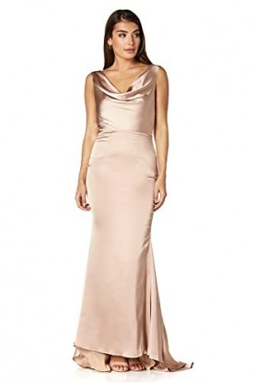 Jarlo London Robe Maxi Electra à lavant, Slinky Nude, 36 Femme