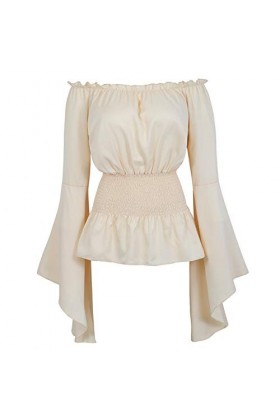 yumeng Corset rayé zippé avec jupe et chemisier pirate 3 pièces costume steampunk couleur : rose, taille : 18-20 