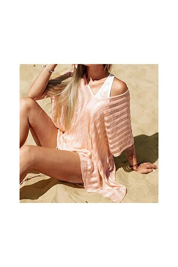 WALNUT Blanc et Rose Plus Taille de Robe épaule Femme Sexy Color : B, Size : One Size 