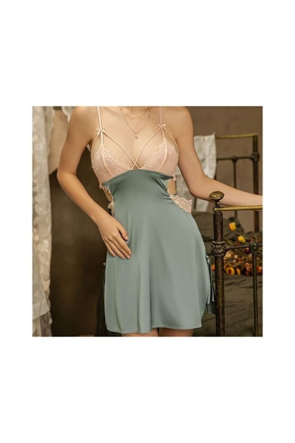 YWSZJ Femmes Pyjamas Hollow Sexy Pajamas Robe Sexy Nightgown Satin Sleeping Back Robe Sexy Color : A, Size : L Code 