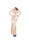 Sexy Latex Robe Manches Longues Robe en Caoutchouc Faux Cuir PVC Party Club Mince&nbsp;&nbsp;&nbsp;Sac Hip Robe en Queue de Poisson Tenues R