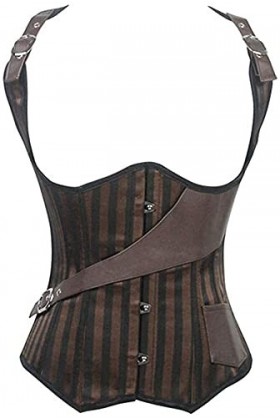 Tenue sexy pour femme pour le sexe, lingerie pour femme, corset sexy en simili cuir marron pour femme style punk 623 couleur