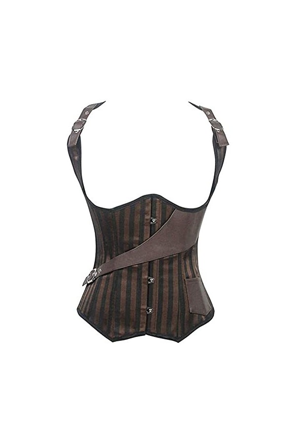 Tenue sexy pour femme pour le sexe, lingerie pour femme, corset sexy en simili cuir marron pour femme style punk 623 couleur