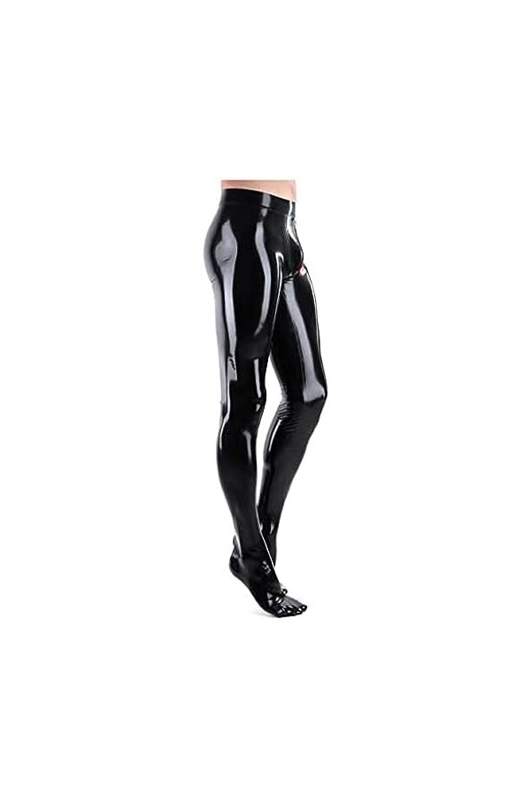 IDOBLO Pantalon Noir en Latex pour Hommes Legging Entrejambe 3D avec Fermeture Éclair À lentrejambe Bidirectionnelle,Rose,L