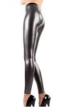 IDOBLO Leggings en Latex Noir Long Sexy Leggings en Latex avec Entrejambe Zipper Pantalon en Caoutchouc Pantalon Bas,Violet,X