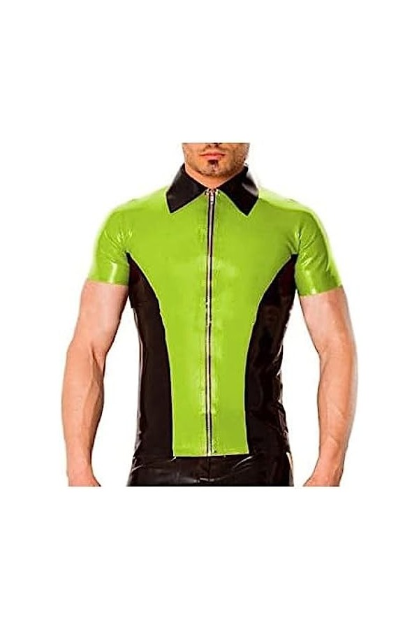 Latex Caoutchouc Hommes Hanadsome Veste Moulante Top-Vert,Vert,XXL