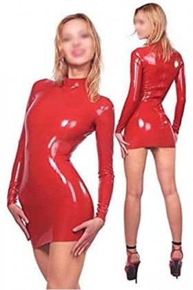 IDOBLO Robe en Latex Robe en Caoutchouc Sexy Robe en Latex Tenue De Soirée E, XS,Noir,Je