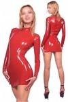 IDOBLO Robe en Latex Robe en Caoutchouc Sexy Robe en Latex Tenue De Soirée E, XS,Noir,Je