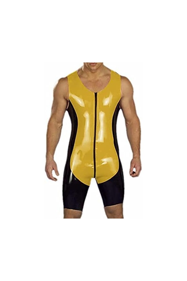 Maillot De Bain En Latex Vêtements De Sport En Caoutchouc Jaune Noir Fetish Fitness Maillots De Bain,Noir Et Jaune,3X-Grand
