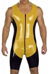 Maillot De Bain En Latex Vêtements De Sport En Caoutchouc Jaune Noir Fetish Fitness Maillots De Bain,Noir Et Jaune,3X-Grand