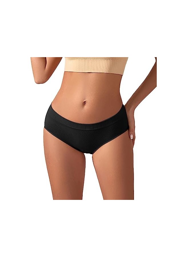 HANXIULIN Culotte en coton pour femme - Taille moyenne - String - Confortable - Sous-vêtements hipster, beige, XL