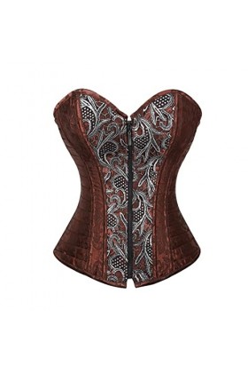 Corset Jacquard Femme Floral Zip Top Corset