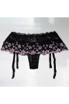DLOETT Dentelle brodée florale bretelles détachables culotte sexy string ceinture porte-jarretelles lingerie pour femmes cou
