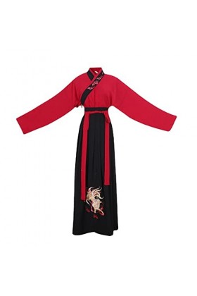 XIALON Costume chinois Hanfu pour homme – Robe de fête Hanfu noir, ampli rouge, idée cadeau taille L, L 