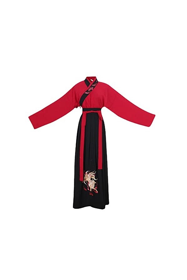 XIALON Costume chinois Hanfu pour homme – Robe de fête Hanfu noir, ampli rouge, idée cadeau taille L, L 