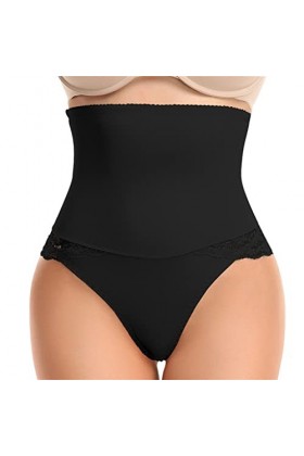 WSSBK String femme taille haute en dentelle osseuse femme string contrôle du ventre corps façonnage grande taille belles fess