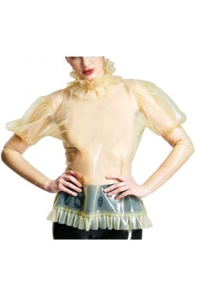 Pyjama sexy transparent en latex avec volants pour bébé poupée avec fermeture éclair dans le dos à manches longues bouffantes