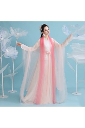 Mkjuuior Costume ancien Hanfu - Robe traditionnelle chinoise pour femme - Jupe élégante - Cosplay - Peau blanche poudrée - XX
