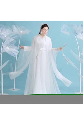 Mkjuuior Costume ancien Hanfu - Robe traditionnelle chinoise pour femme - Jupe élégante - Cosplay - Peau blanche poudrée - XX