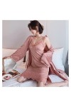 WALNUTA Silk Nightgown Set Femmes 2pcs robe costume Vaies de sommeil pyjamas sexy noix de nuit Color : B, Size : XL code 