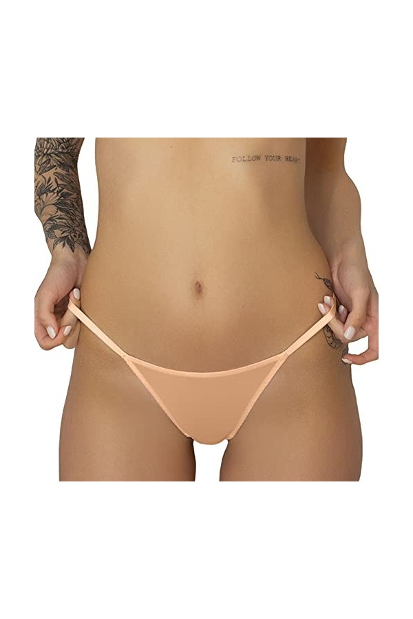 Culottes De sous-vêtements pour Femmes T-Back Sexy G-String Thongs See Through Panty Black+White+Beige,XL 