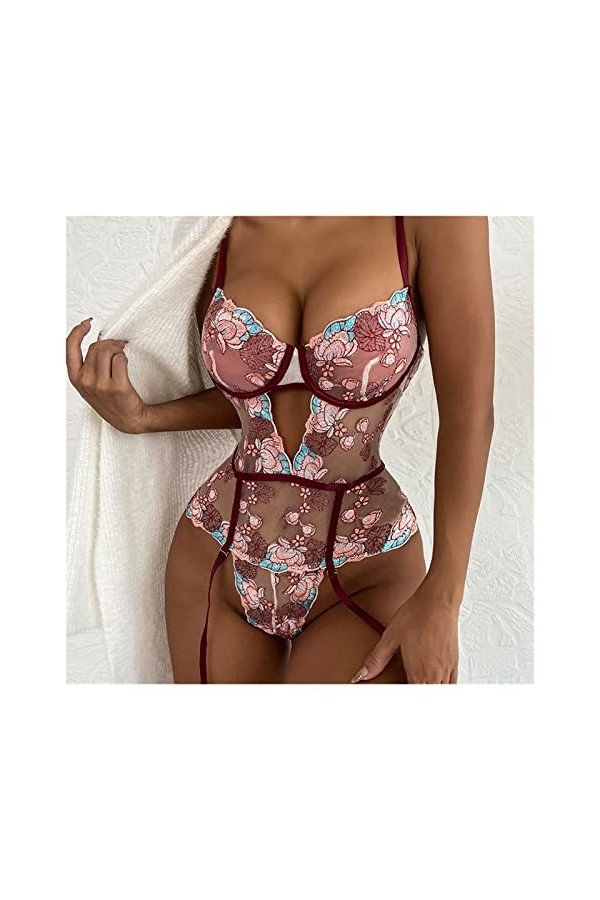 EYHLKM Lingerie creux de vêtements de sommeil sous-vêtements en une seule pièce robe nocturne Color : A, Size : M code 